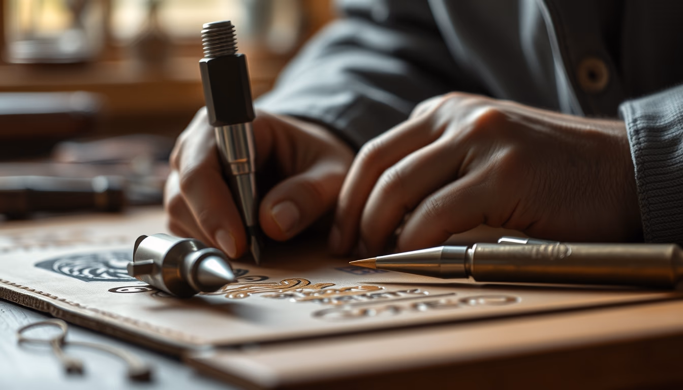 leather embossing tools in editorial style