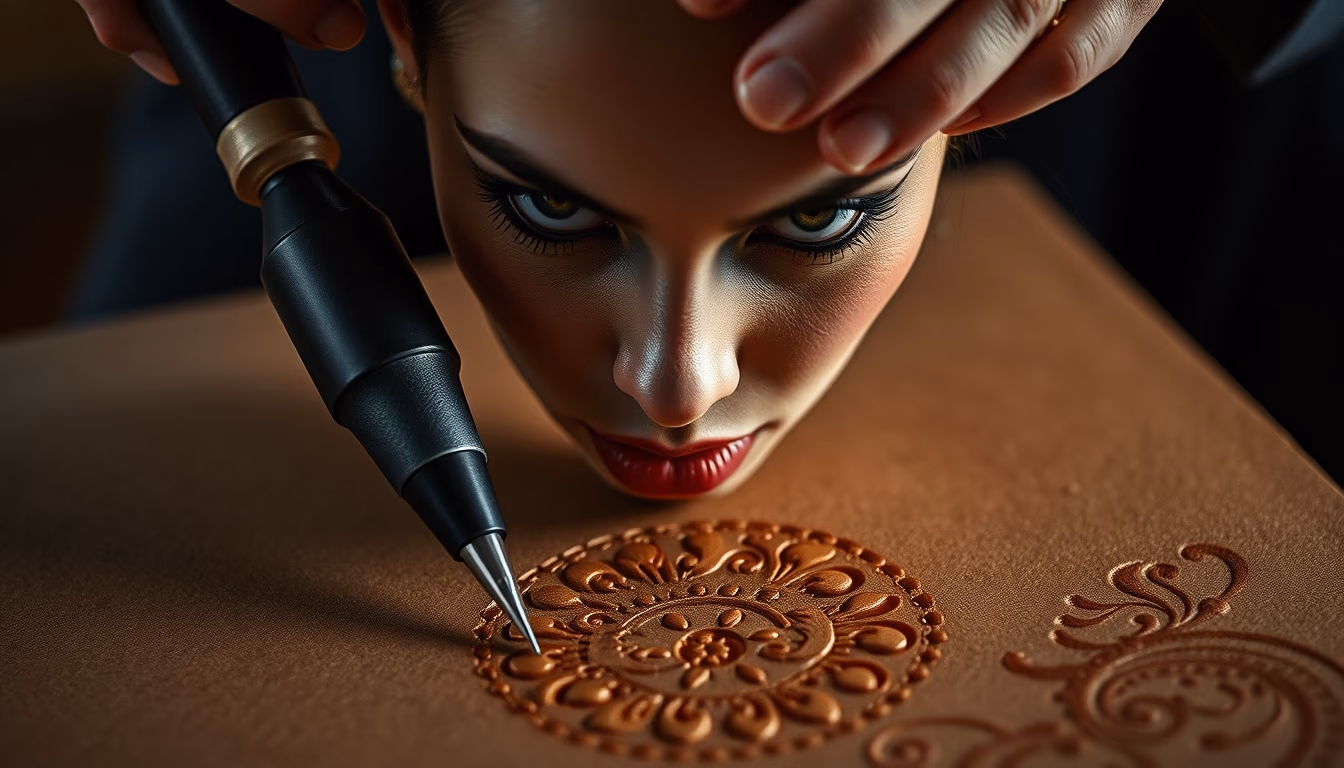 leather embossing tools in editorial style