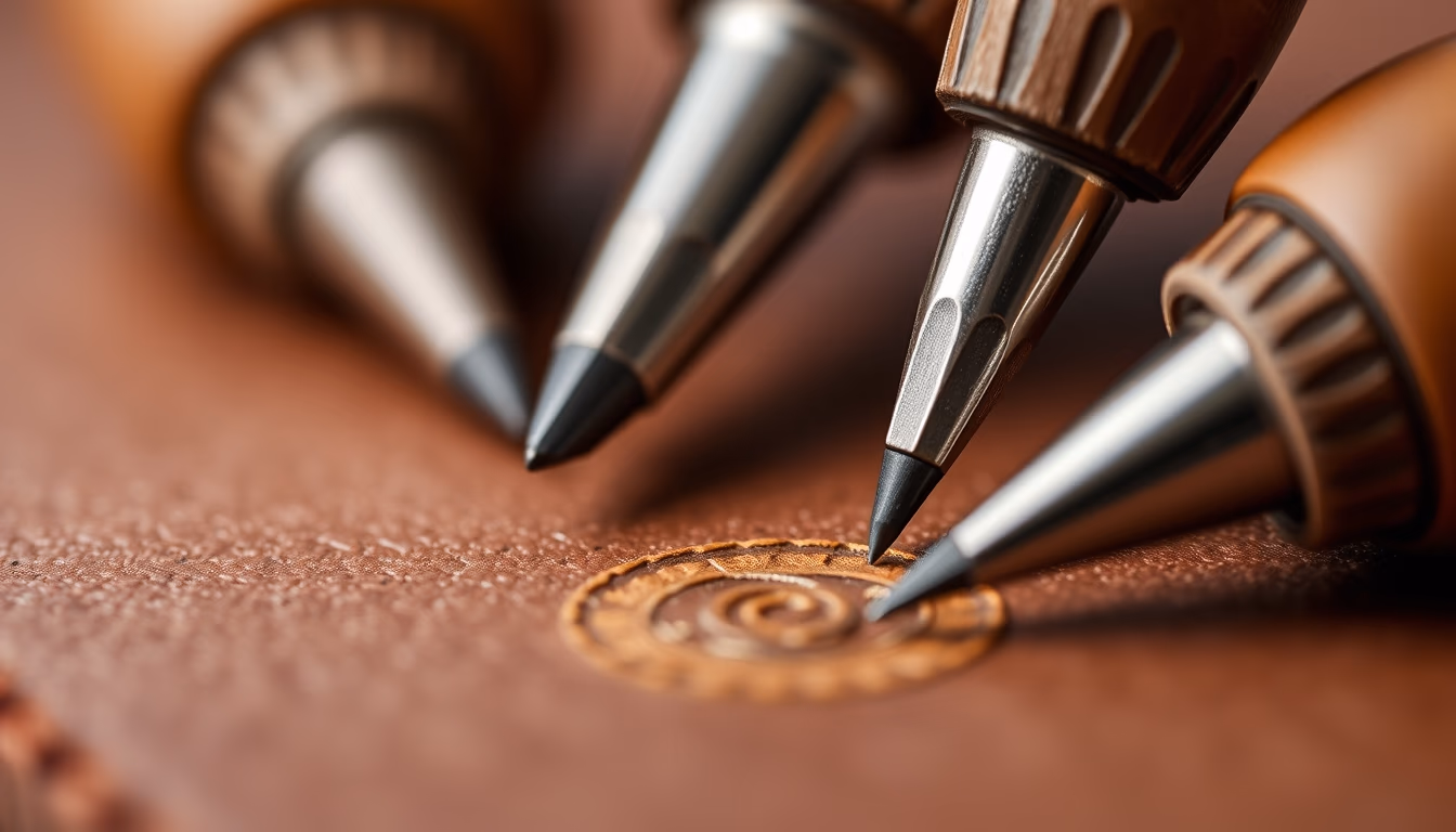 leather embossing tools in editorial style