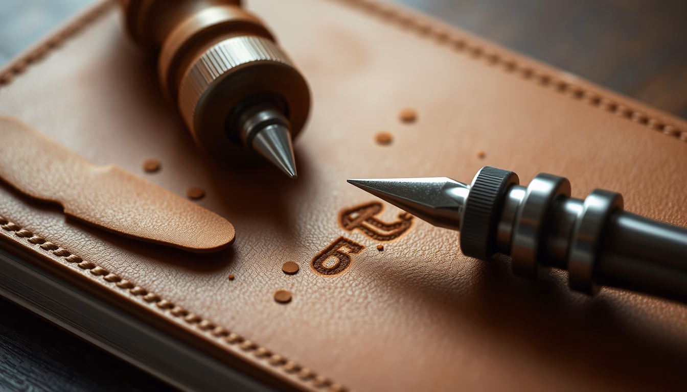 leather embossing tools in editorial style