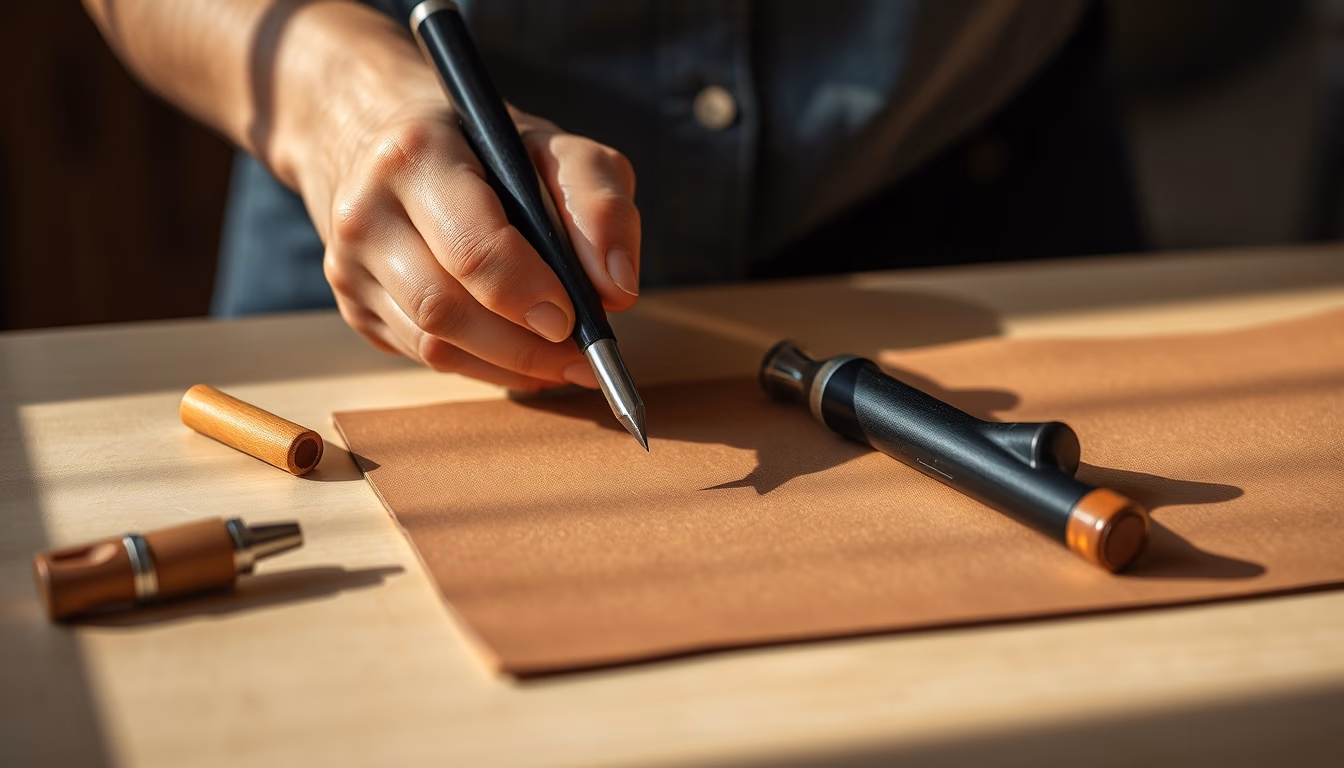 leather embossing tools in editorial style