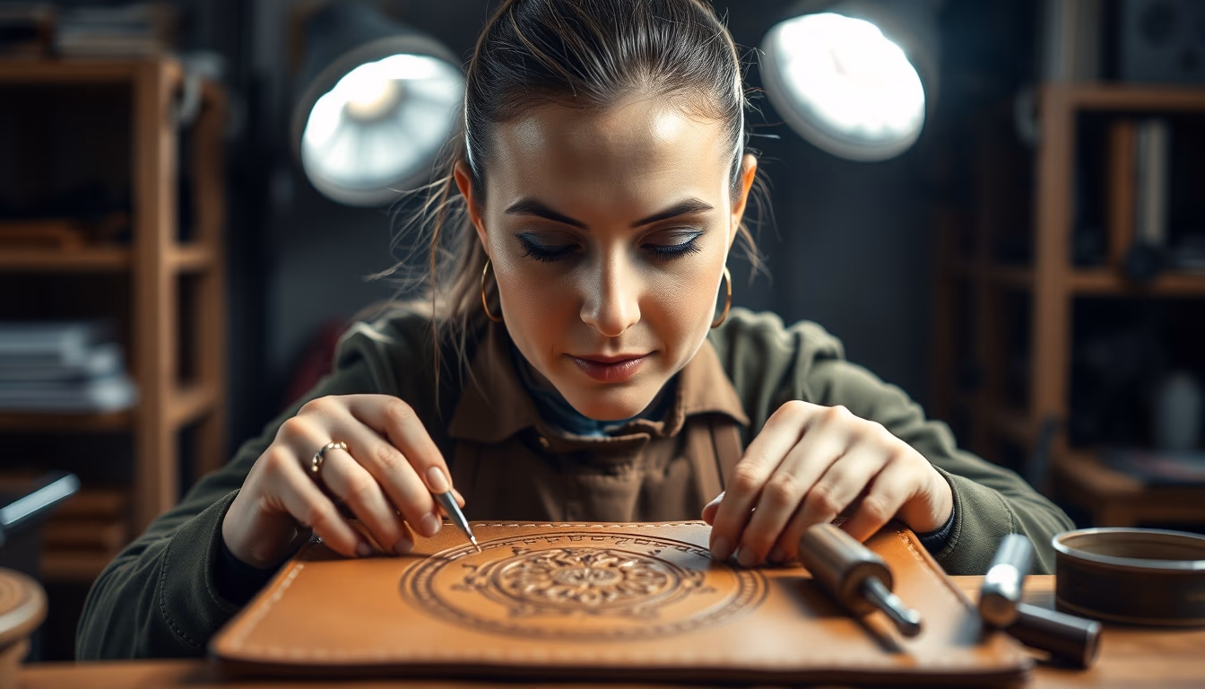 leather embossing tools in editorial style