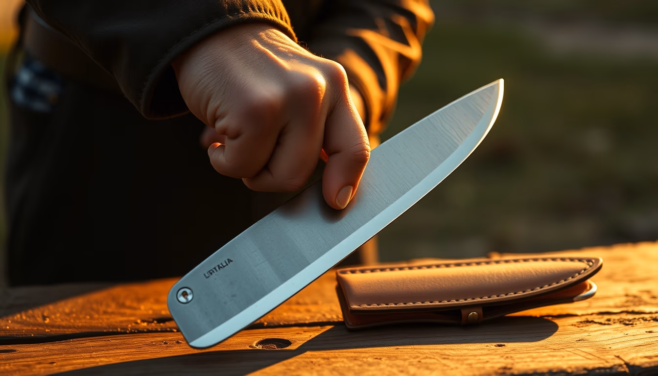 leather skiving knife in editorial style