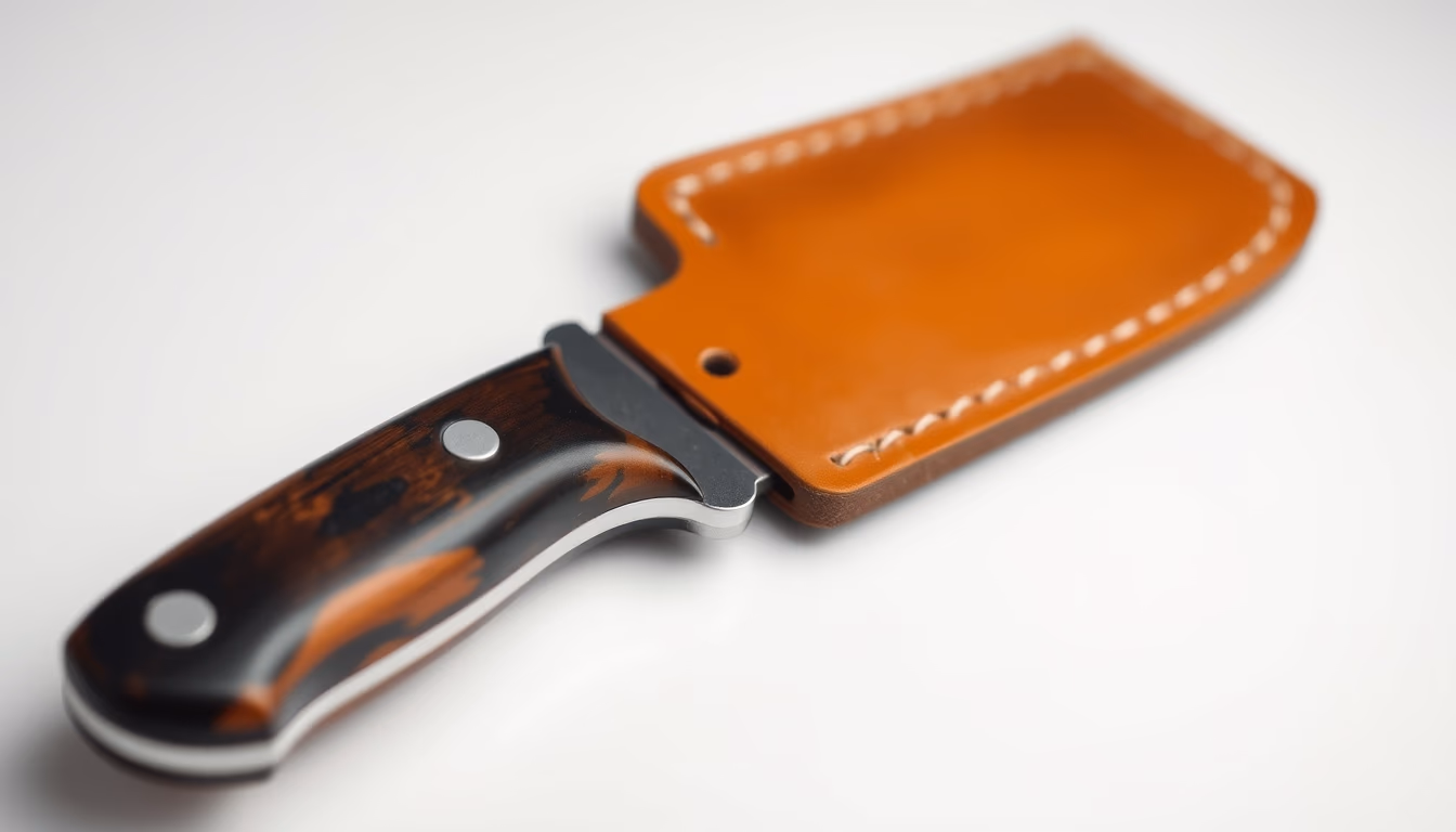 leather skiving knife in editorial style
