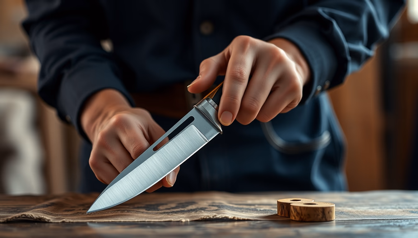 leather skiving knife in editorial style