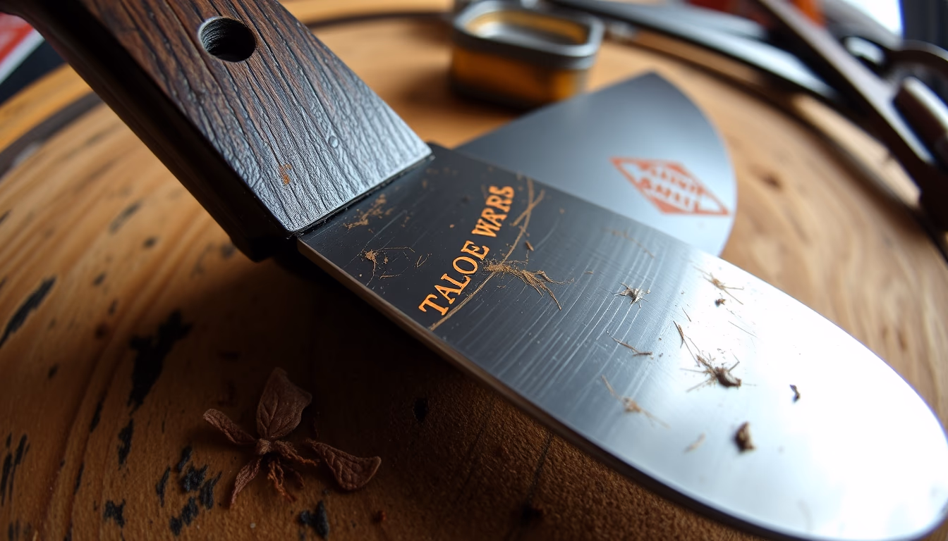 leather skiving knife in editorial style