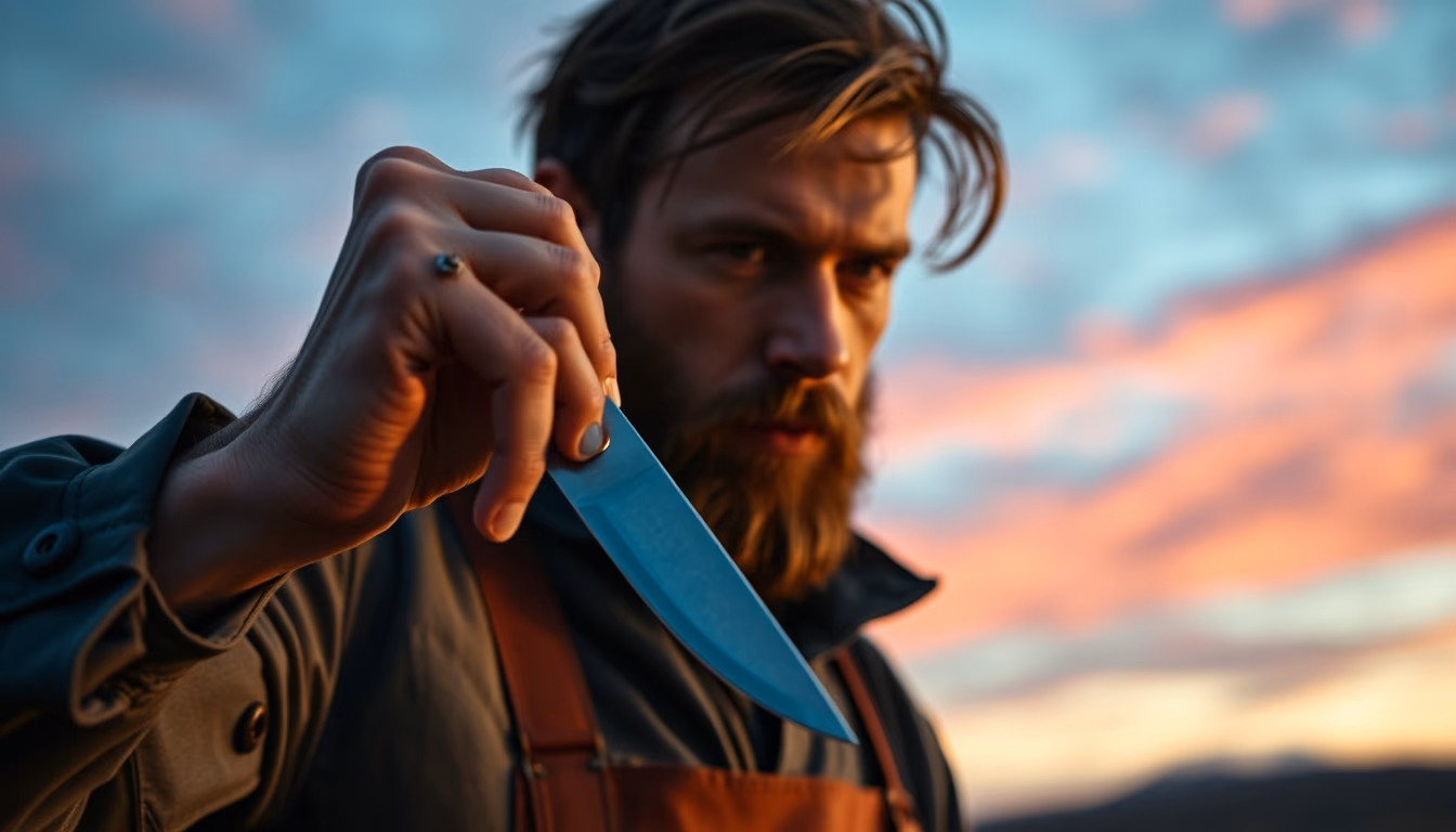 leather skiving knife in editorial style