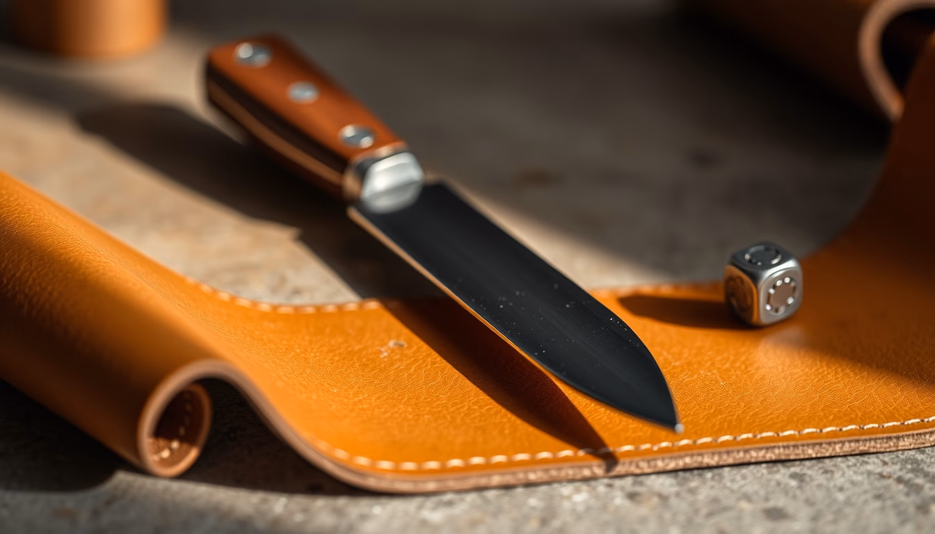 leather skiving knife in editorial style