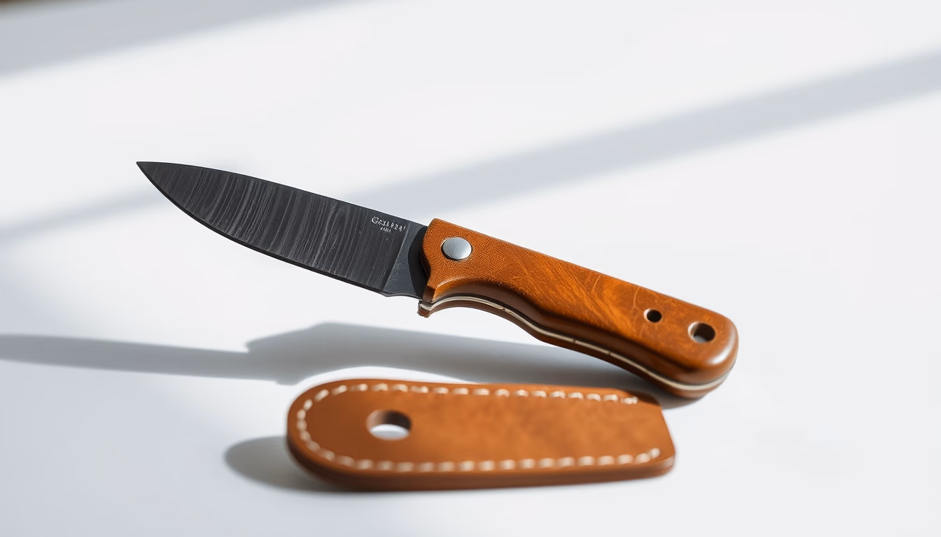 leather skiving knife in editorial style