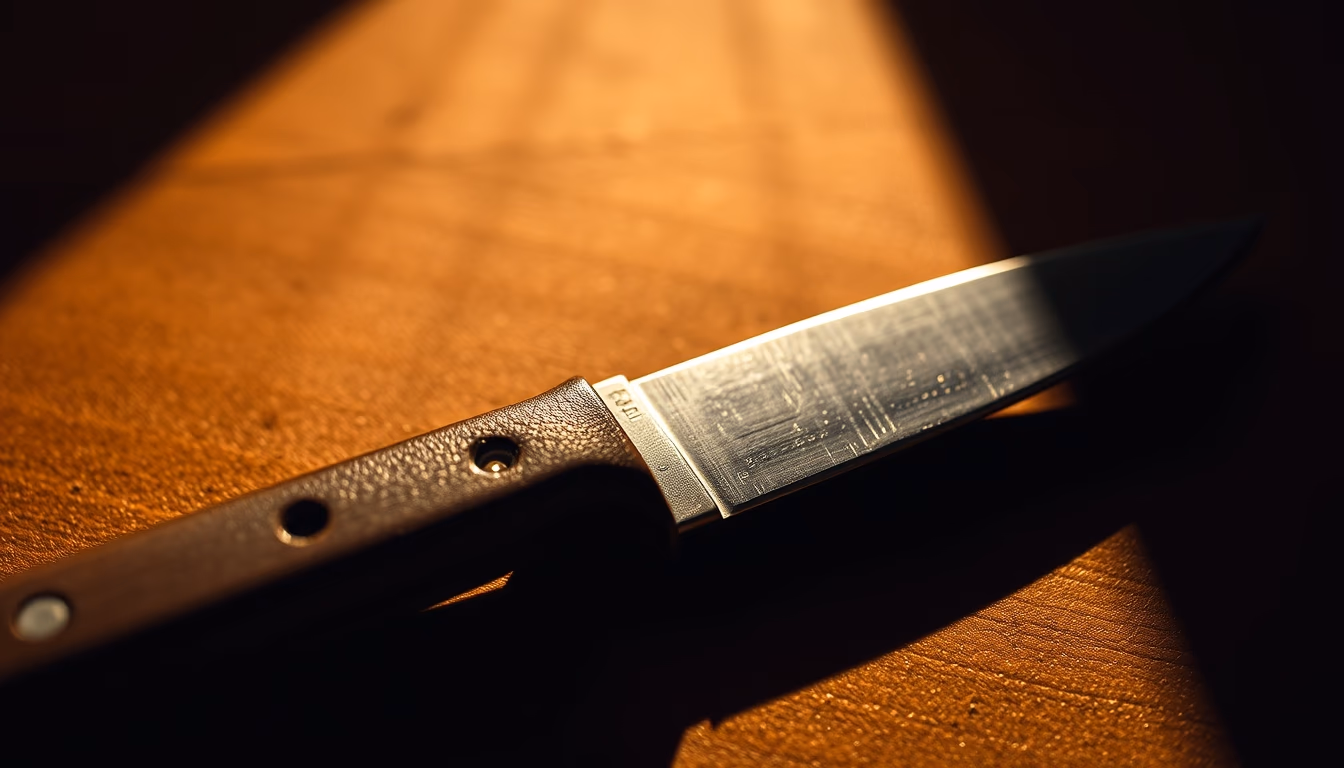 leather skiving knife in editorial style