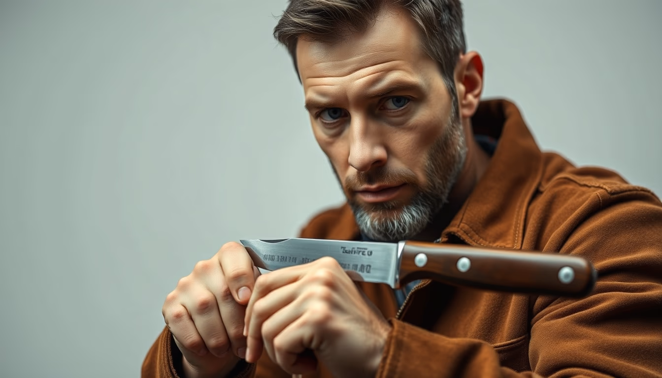 leather skiving knife in editorial style