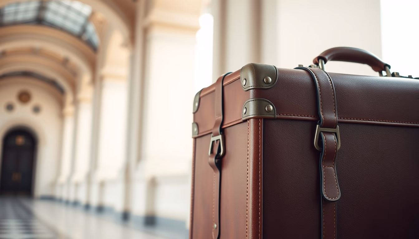 leather suitcase 1920s in editorial style