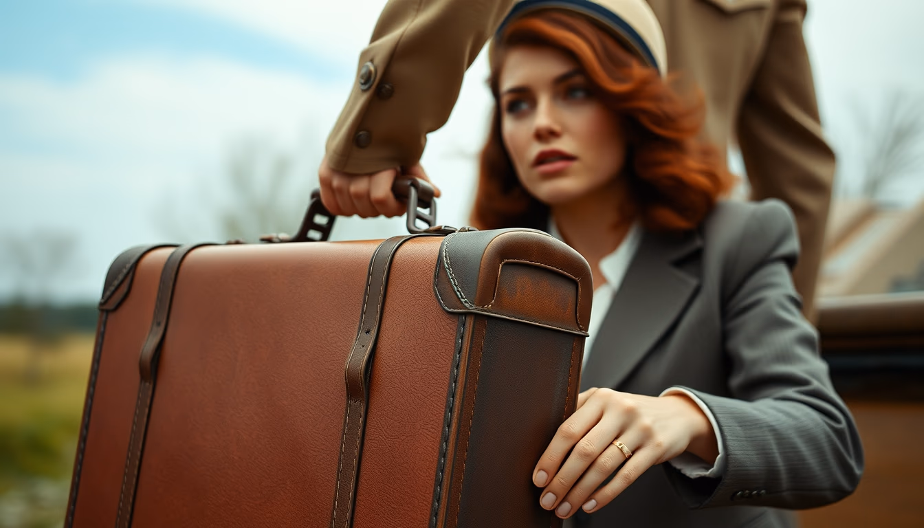 leather suitcase 1920s in editorial style