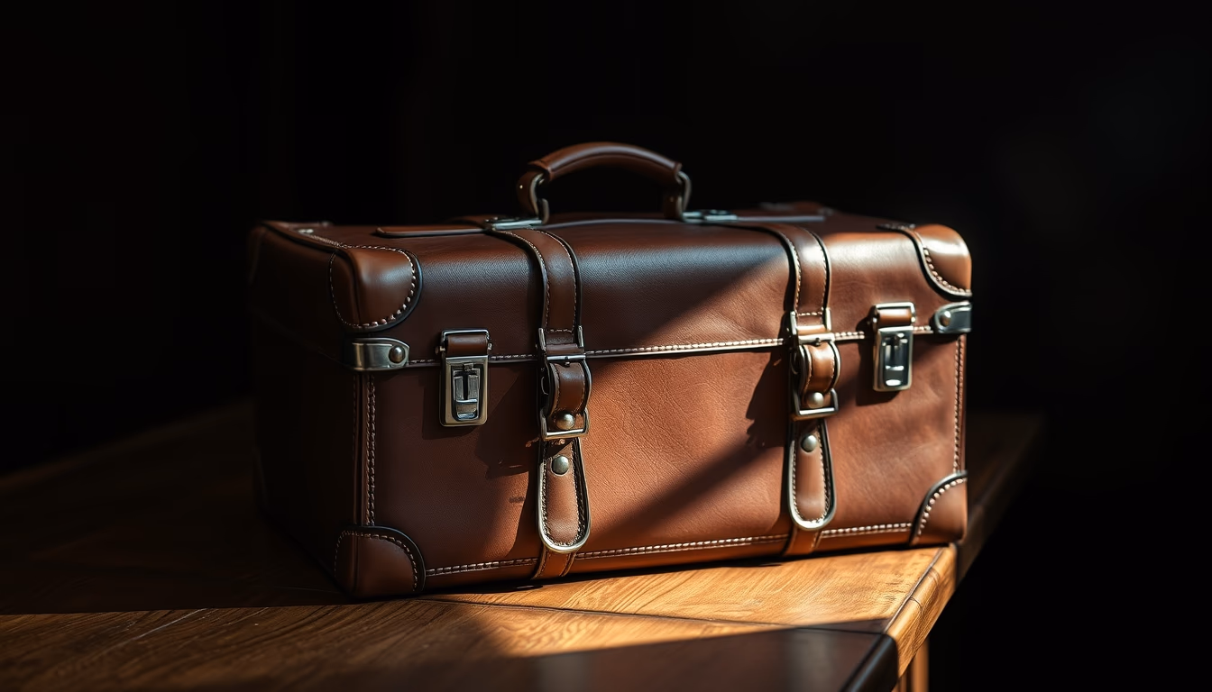 leather suitcase 1920s in editorial style