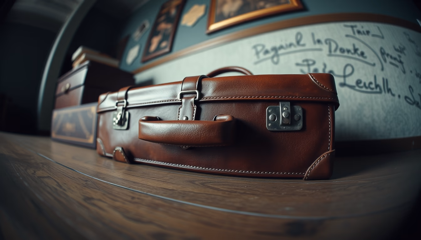 leather suitcase 1920s in editorial style