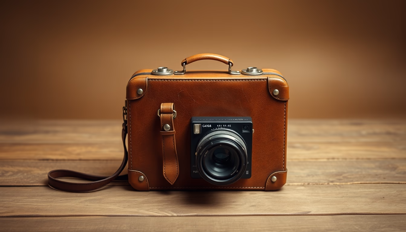 leather suitcase 1920s in editorial style