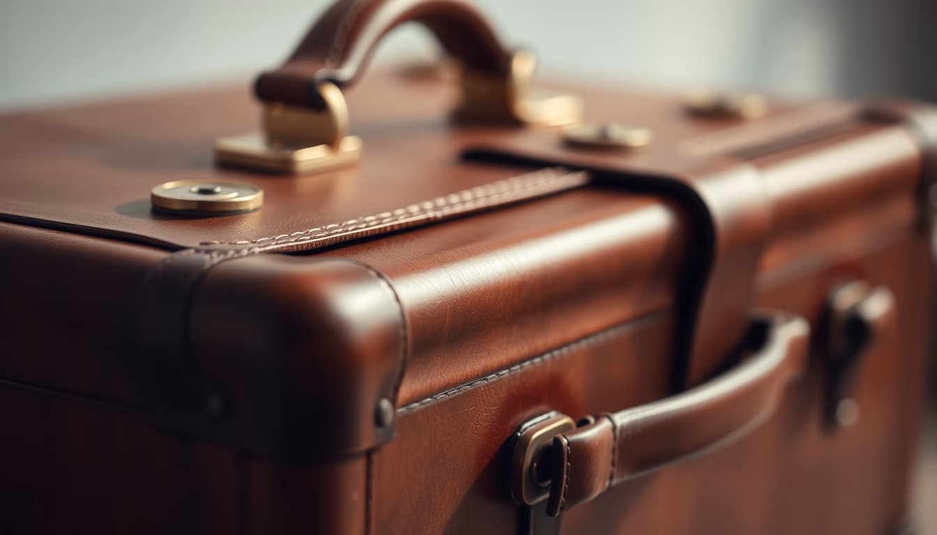 leather suitcase 1920s in editorial style