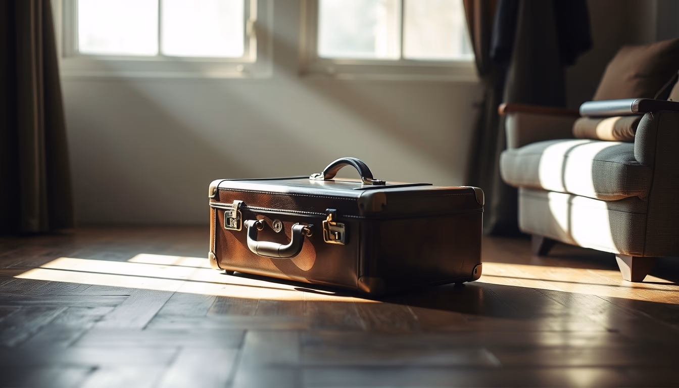 leather suitcase 1920s in editorial style