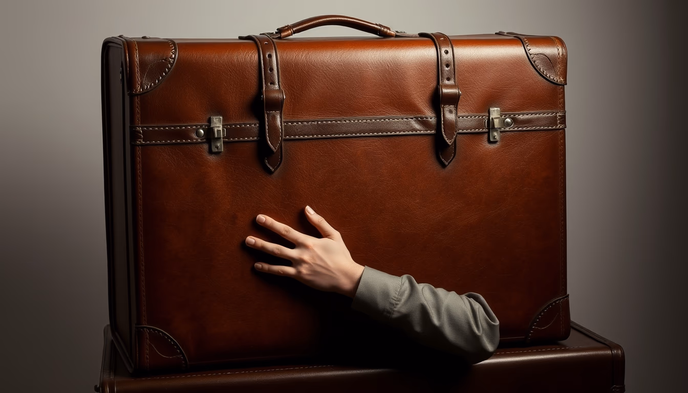 leather suitcase 1920s in editorial style