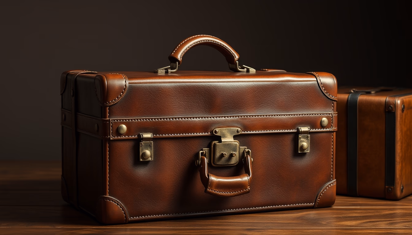 leather suitcase 1920s in editorial style