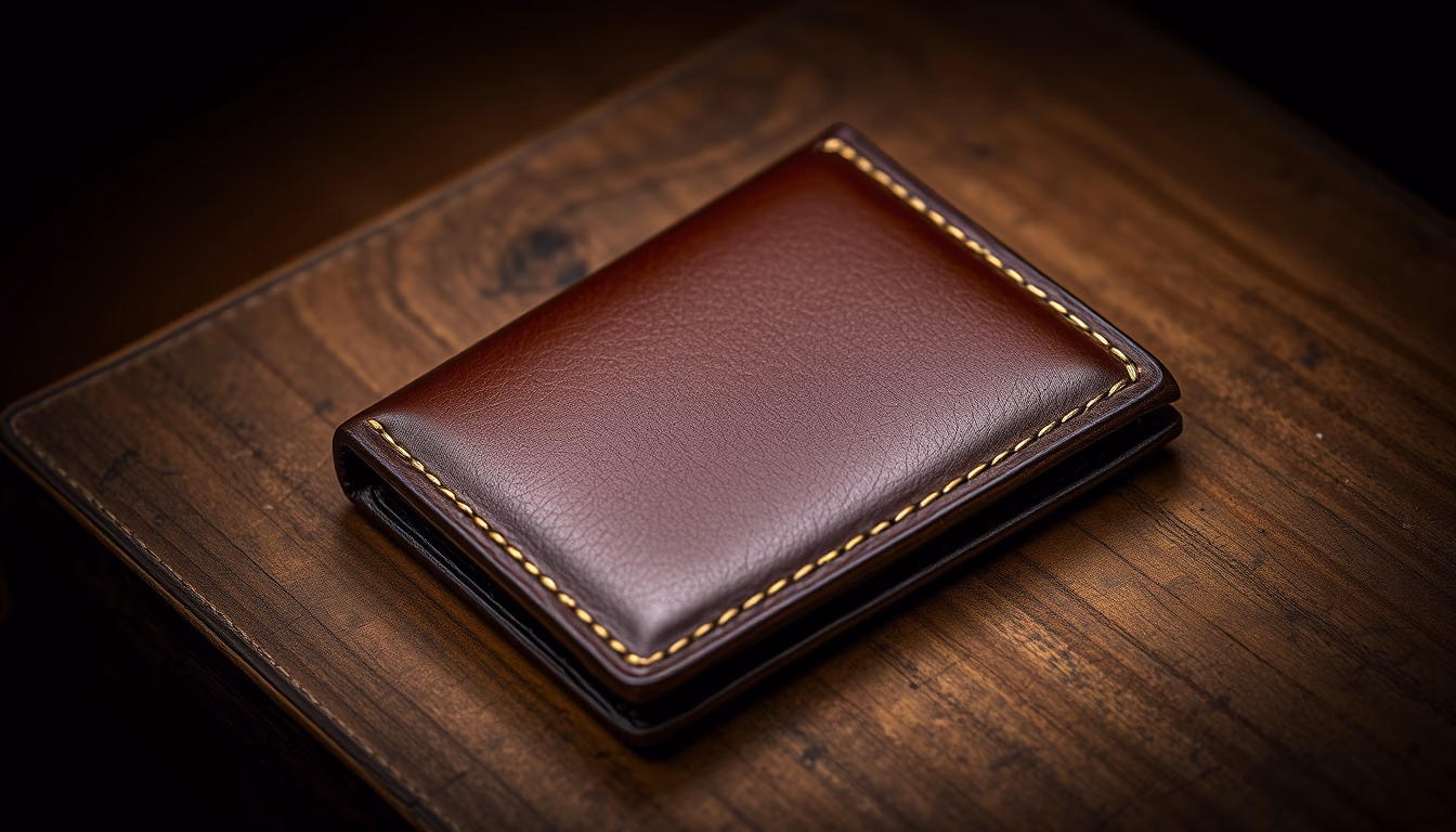 leather wallet handcrafted in editorial style