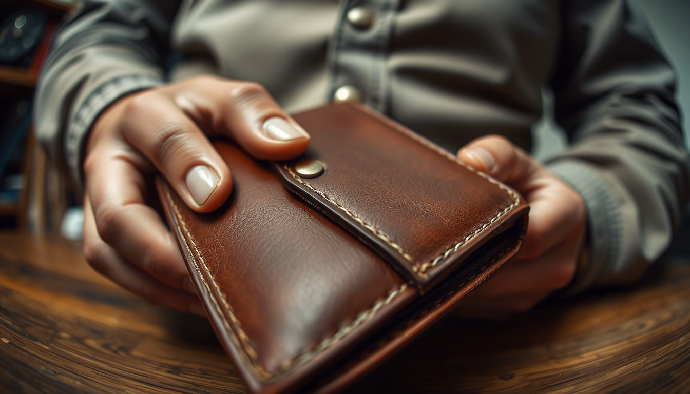 leather wallet handcrafted in editorial style