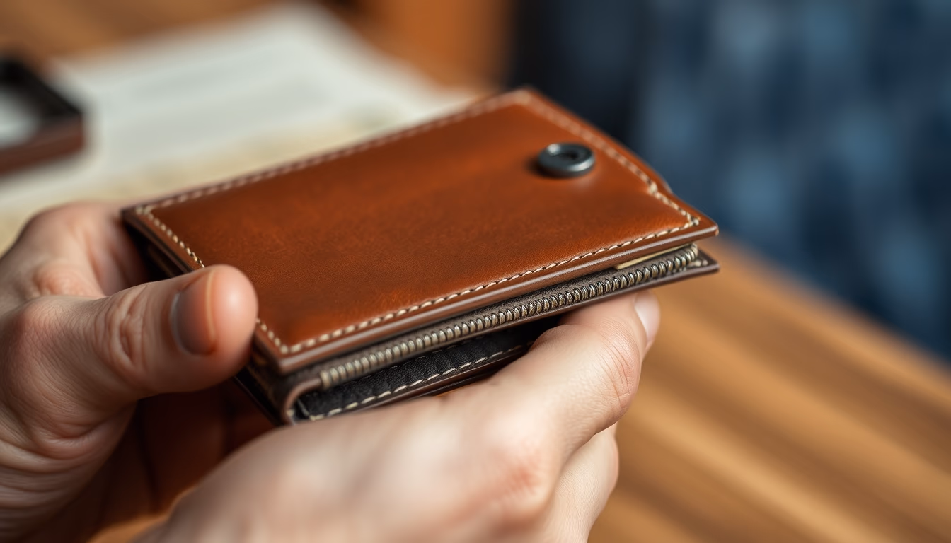 leather wallet handcrafted in editorial style