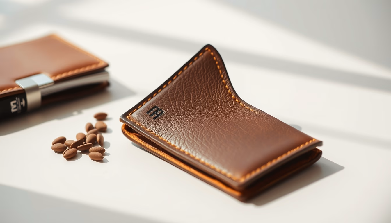 leather wallet handcrafted in editorial style