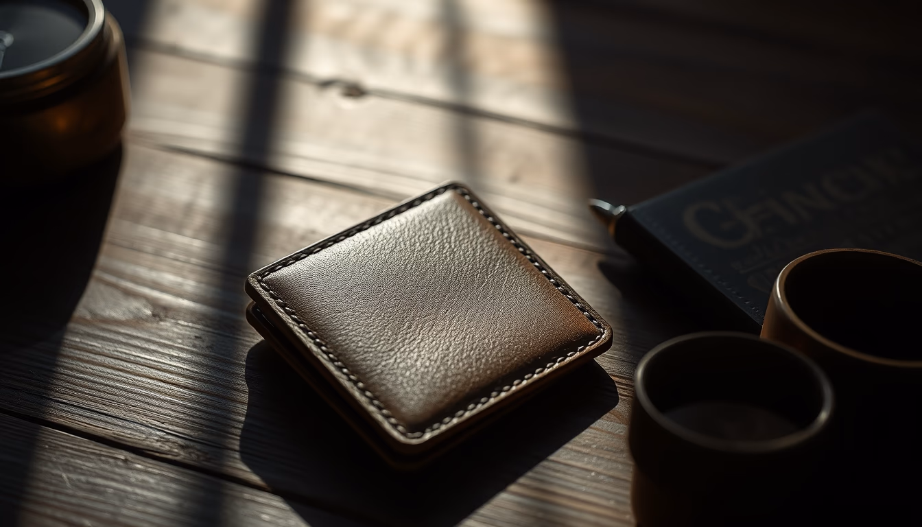 leather wallet handcrafted in editorial style