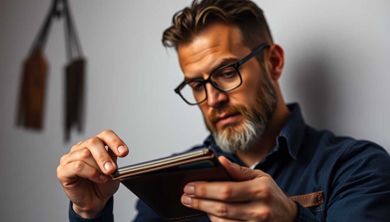 leather wallet handcrafted in editorial style