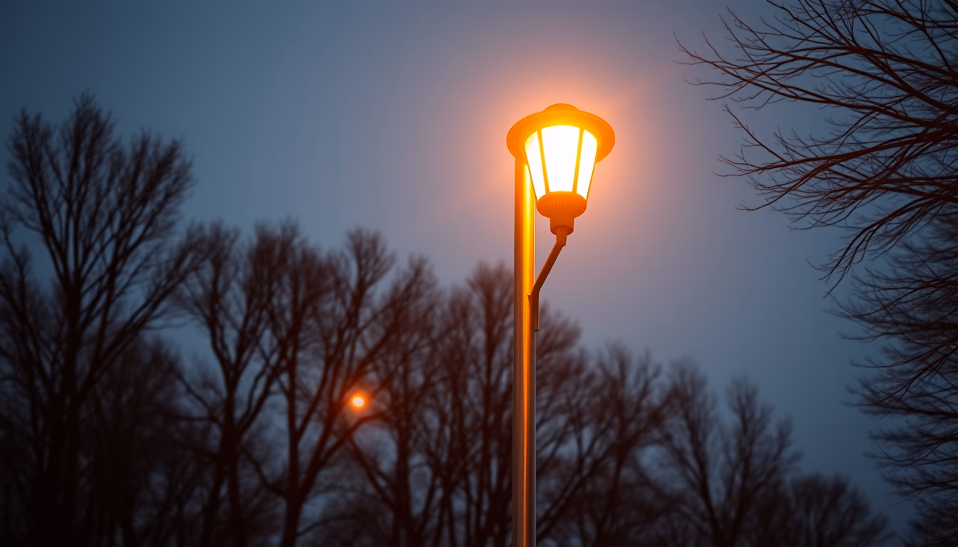 led street light pole in editorial style