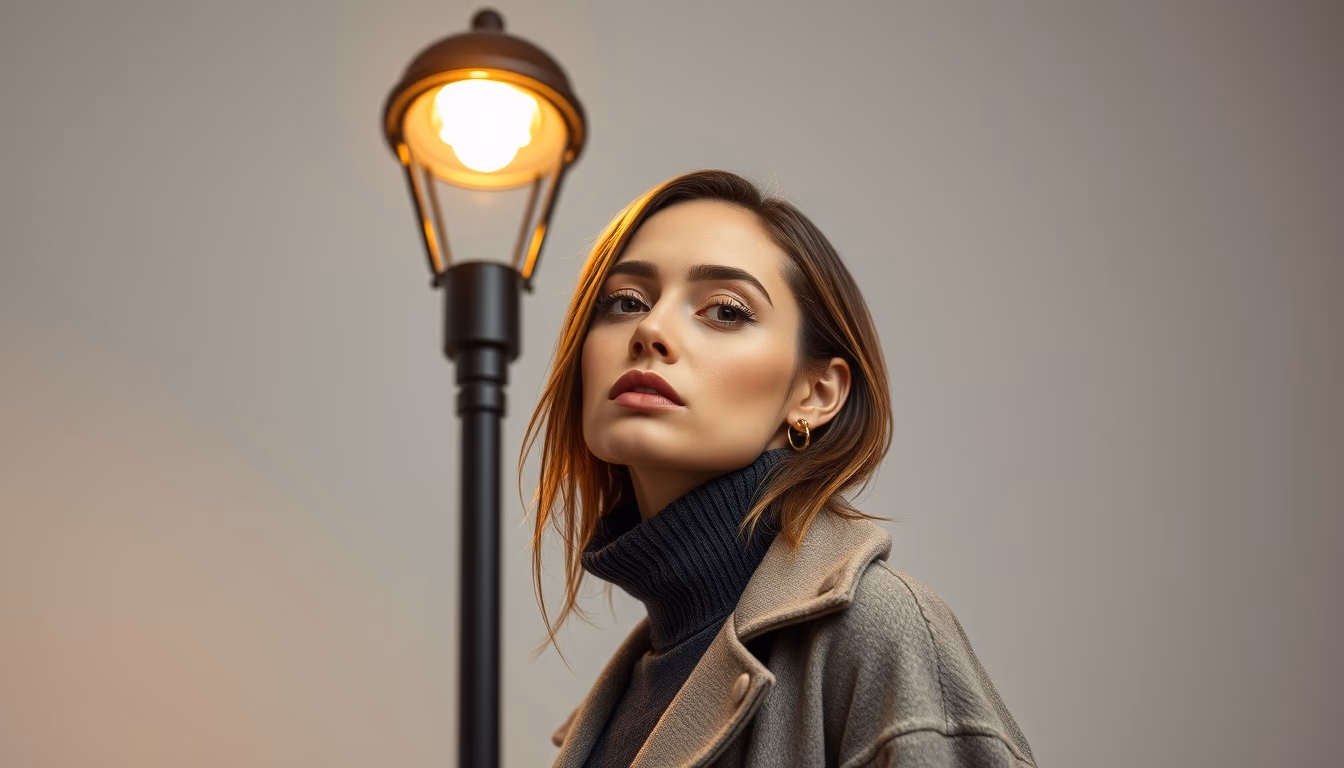 led street light pole in editorial style