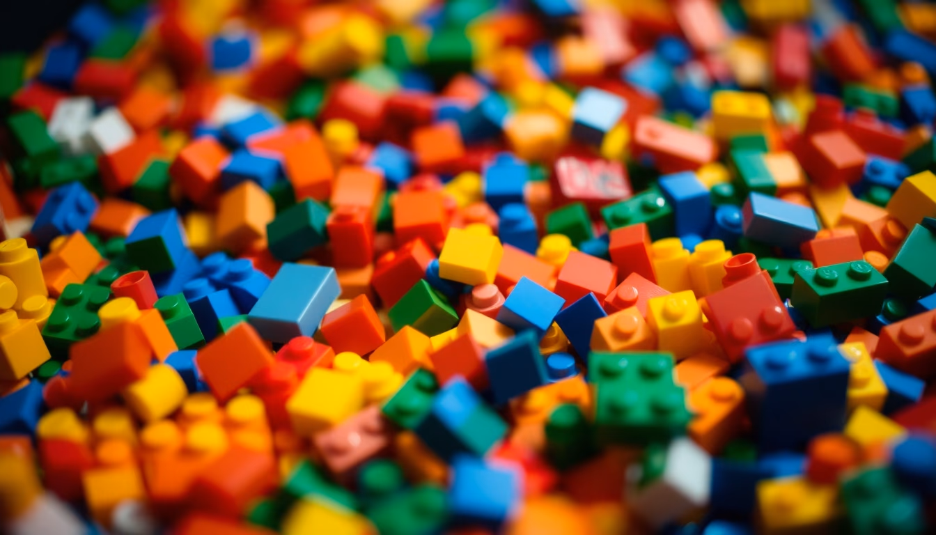 lego bricks colorful in editorial style