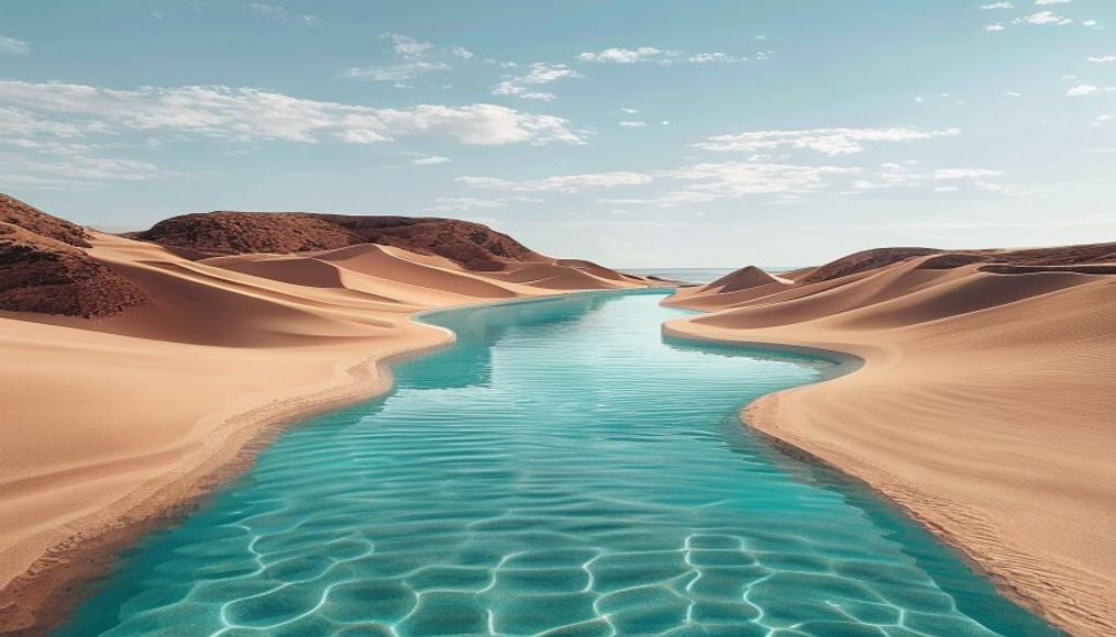 lencois maranhenses dunes pools in editorial style