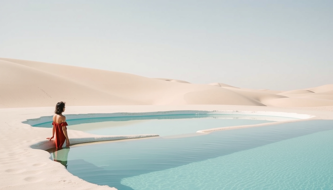 lencois maranhenses dunes pools in editorial style