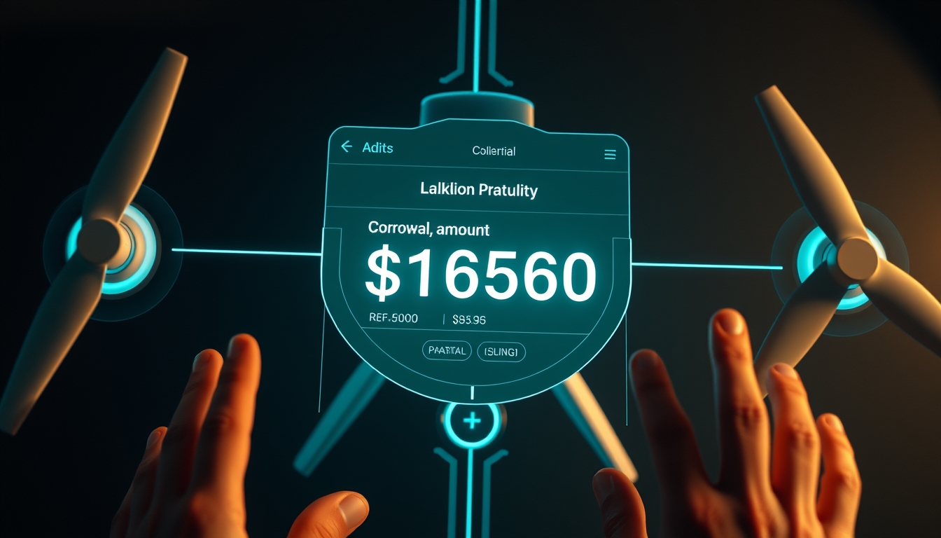 UI de protocolo de empréstimo mostrando colateral e quantia emprestada em estilo editorial