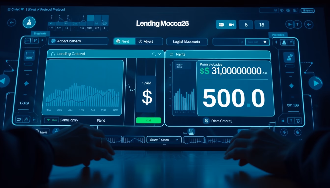 lending protocol UI showing collateral and borrowed amount in editorial style