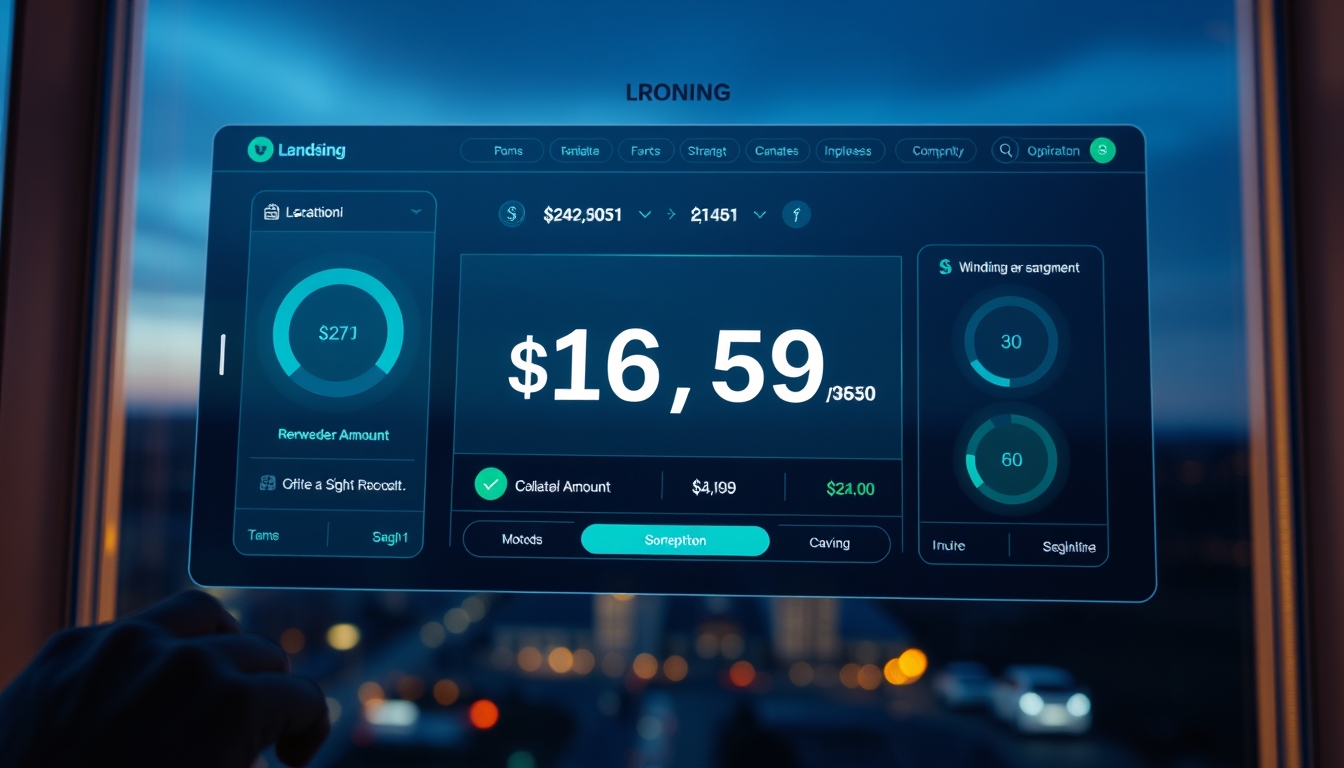 UI de protocolo de empréstimo mostrando colateral e quantia emprestada em estilo editorial