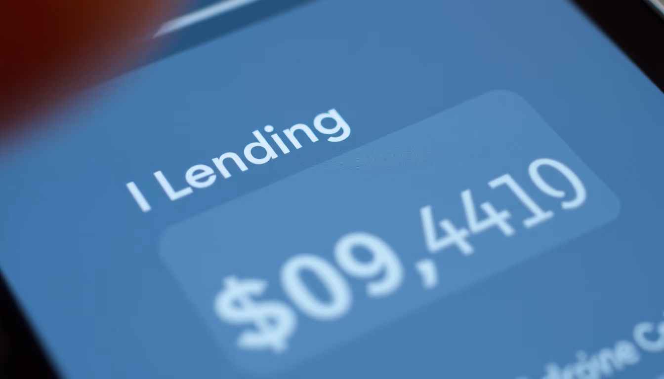 lending protocol UI showing collateral and borrowed amount in editorial style