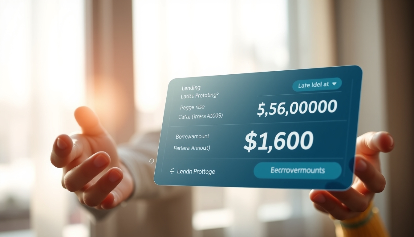 UI de protocolo de empréstimo mostrando colateral e quantia emprestada em estilo editorial