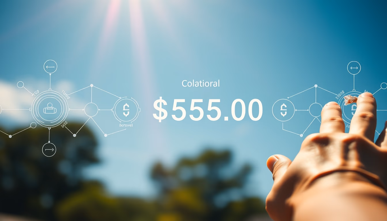 lending protocol UI showing collateral and borrowed amount in editorial style