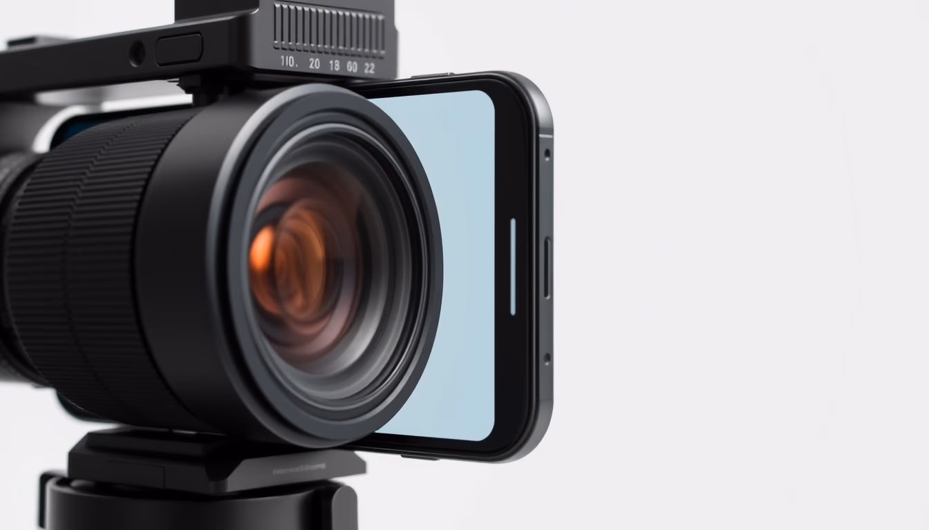 lens attachment phone in editorial style