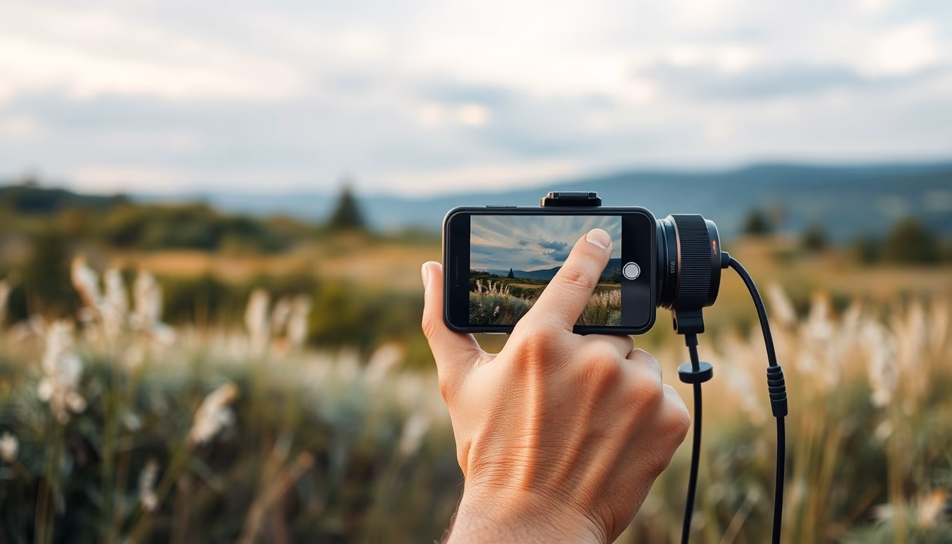 lens attachment phone in editorial style