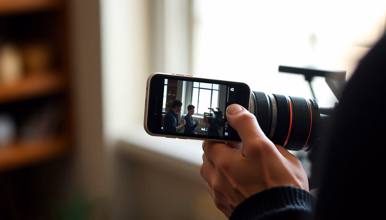 lens attachment phone in editorial style