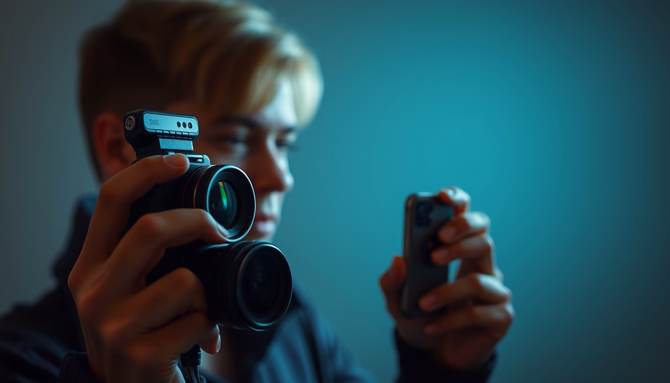 lens attachment phone in editorial style