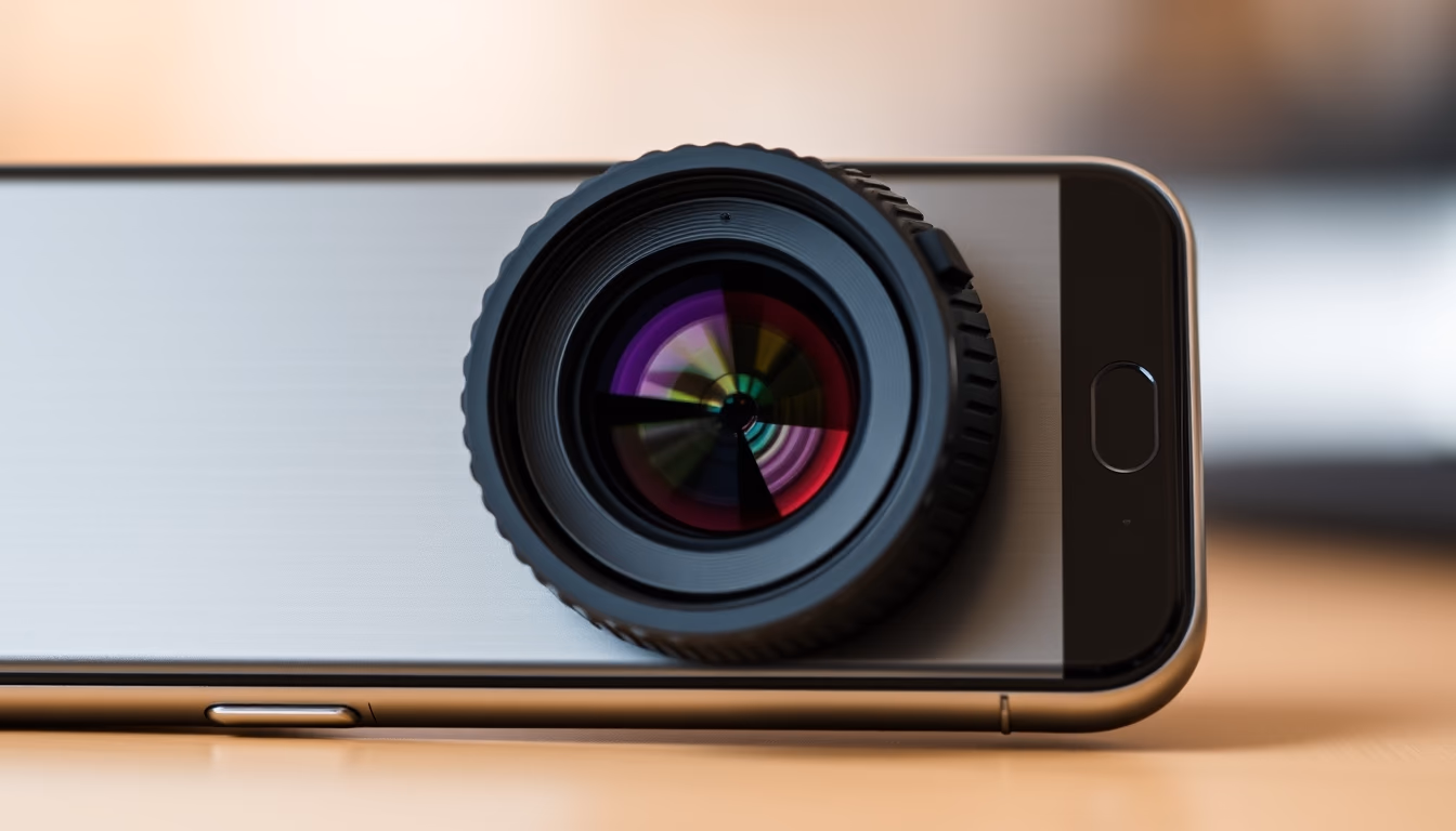 lens attachment phone in editorial style