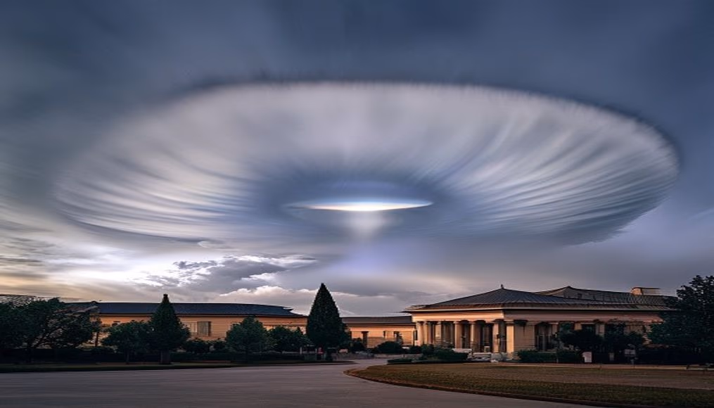 lenticular cloud ufo in editorial style