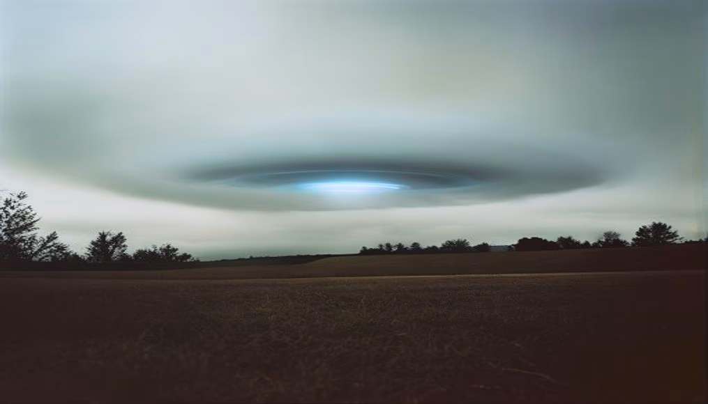 lenticular cloud ufo in editorial style