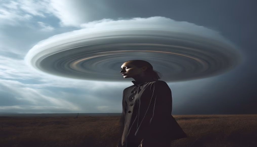 lenticular cloud ufo in editorial style