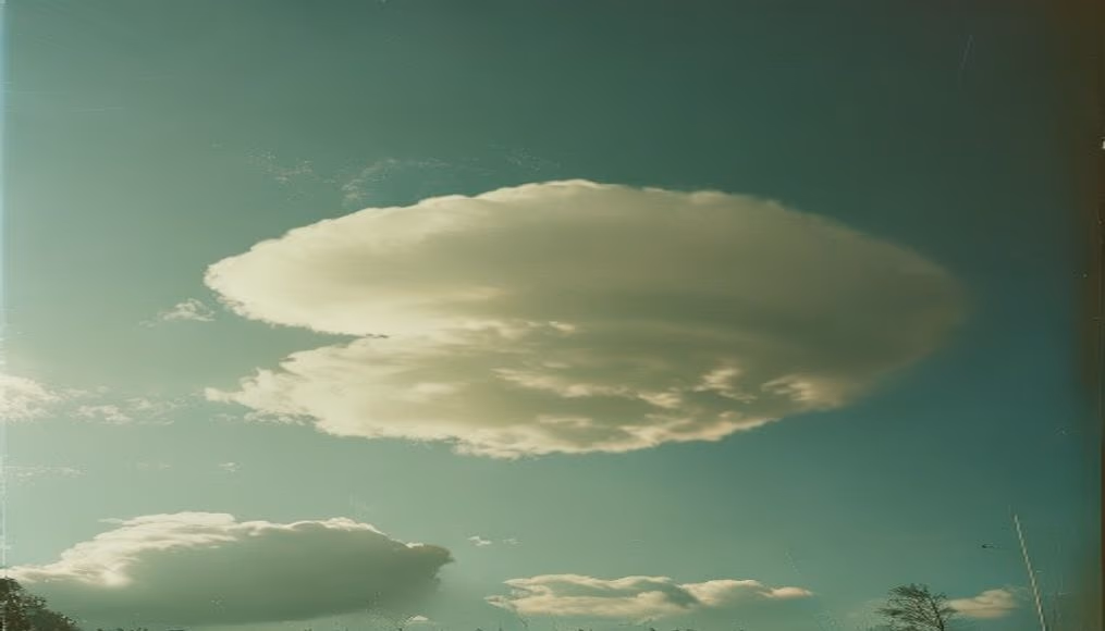 Lenticular cloud ufo em estilo editorial